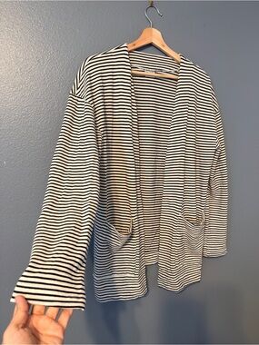 Blue Canoe Organic Cotton USA Made Striped Cardigan Sweater Womens Medium